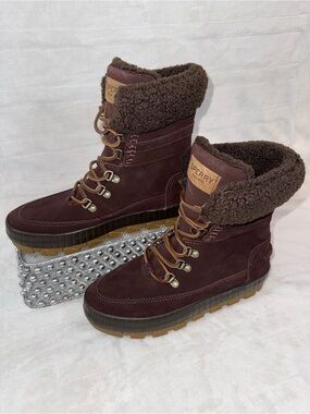Sperry Torrent Winter Boots Brown Suede Fur Youth 6.5Y/Women 8 STS87756